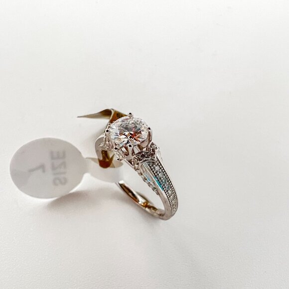 925 Sterling Sliver Moissanite Wedding/Engagement Ring, 1.25ctw VVS Stones Hip H - Picture 3 of 6